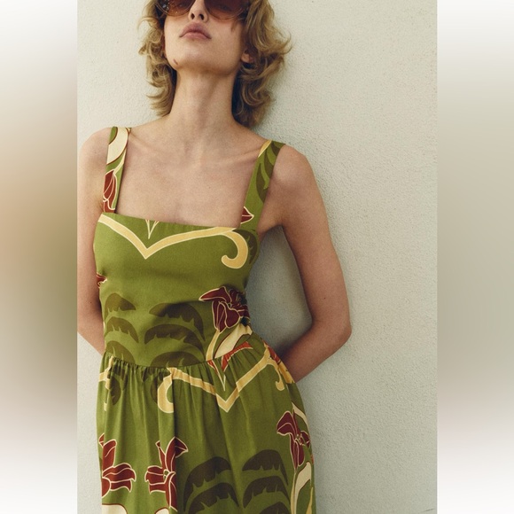 ZARA PRINTED MIDI DRESS - Picture 8 of 15